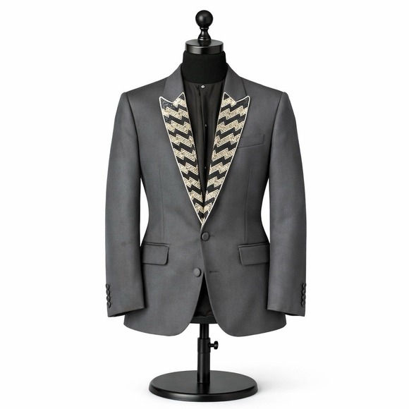 The Kooples Jackets & Blazers - The Kooples Beaded Blazer Women's Size‎ 6 Black Tuxedo Jacket Metallic French 38